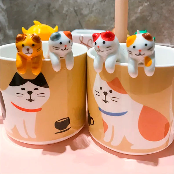 Cuillère à thé en céramique chat - petit chachottier
